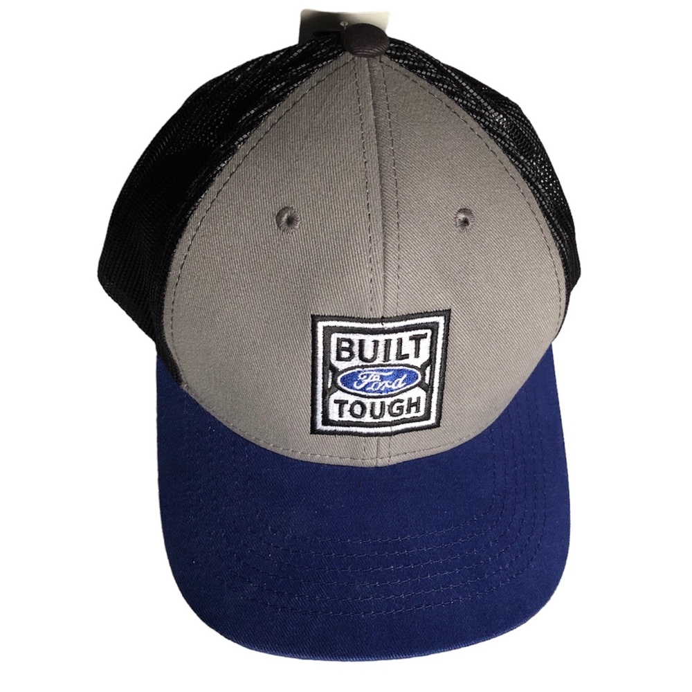 Built Ford Tough embroidered grey black blue baseball cap Adult NWT
